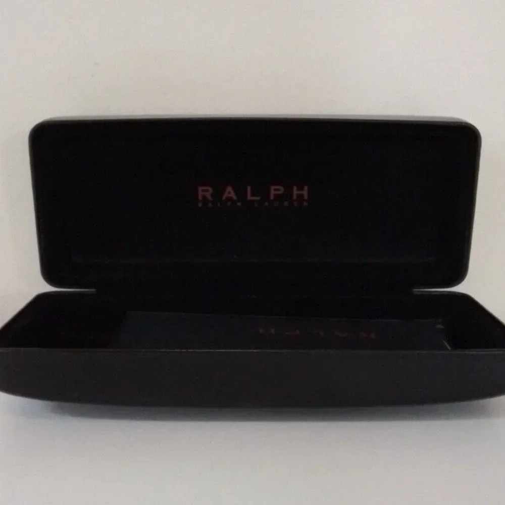 Ralph Lauren Case For Eyeglasses Black Leather Hard Shell Spring Loaded Close